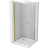 Mexen Pretoria Duo sprchovací kút s otváracími dverami 80 x 80 cm, transparentný, zlatý + vanička Flat - 852-080-080-50-02-4010G