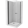 Mexen Pretoria Duo sprchovací kút otvárací 80 x 80 cm, transparentný, čierny + vanička Flat - 852-080-080-70-02-4010B