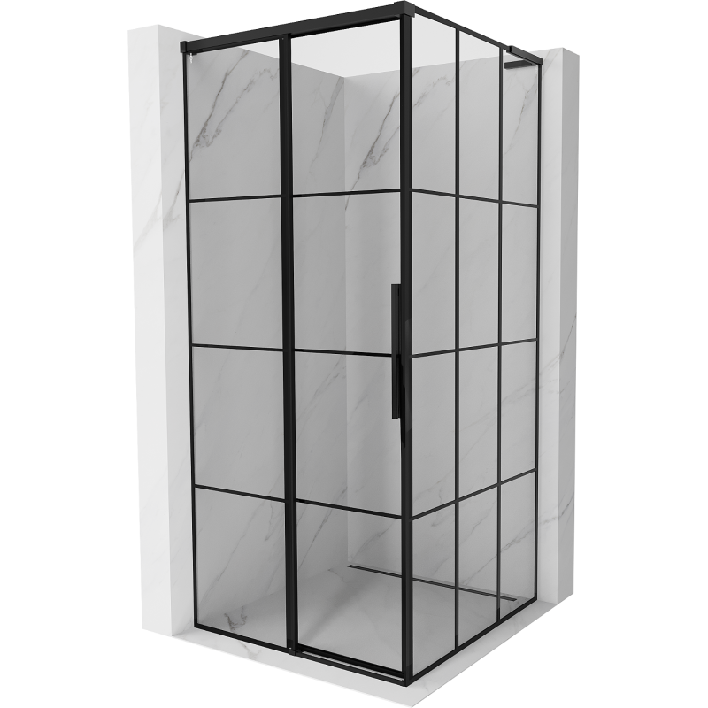 Mexen Rox L rohový sprchový kút posuvný ľavý 95 x 95 cm, čierna mriežka, čierna - 8C2L-095-095-70-77-L