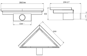Mexen Flat-T M13 podlahový vpust trojuholníkový 20 x 20 cm, zlatý kartáčovaný - 1A10320