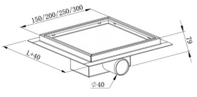 Mexen Flat-Q M13 podlahový vpust štvorcový 15 x 15 cm, gun gray brúsený - 1E10015