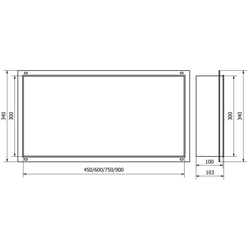 Mexen X-Wall-NR nástenná polica bez príruby 90 x 30 cm, gun gray brúsený - 19E1903010