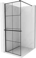 Mexen Kioto+ sprchová stena s poličkou a lištou 90 x 200 cm, transparentnéné/čierny vzor 8 mm, čierna - 800-090-121-70-77