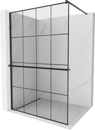 Mexen Kioto+ sprchová stena s poličkou a lištou 130 x 200 cm, transparentnéné/čierny vzor 8 mm, čierna - 800-130-121-70-77