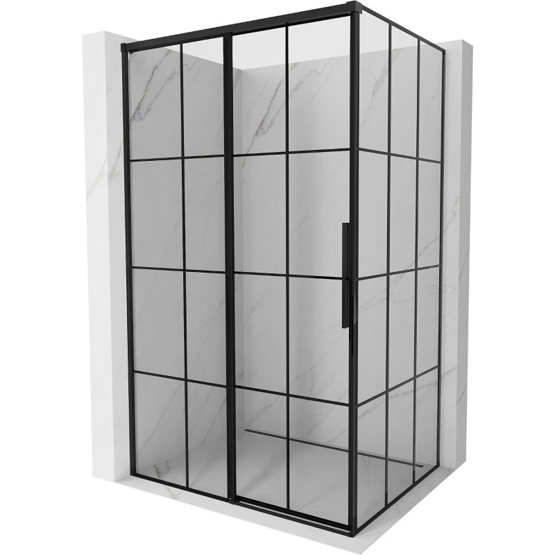 Mexen Rox posuvný sprchový kút ľavý 150 x 80 cm, čierna mriežka, čierna - 8C2-150-080-75-77-L - 8C2-150-080-70-77-L