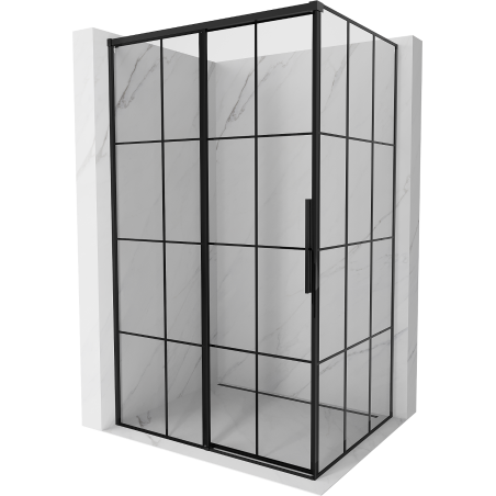 Mexen Rox posuvný sprchový kút ľavý 150 x 80 cm, čierna mriežka, čierna - 8C2-150-080-75-77-L - 8C2-150-080-70-77-L