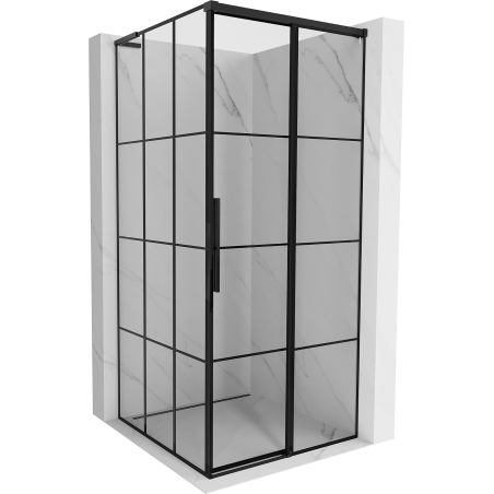 Mexen Rox L sprchová kabína posuvná pravá 120 x 120 cm, čierna mriežka, čierna - 8C2L-120-120-70-77-P