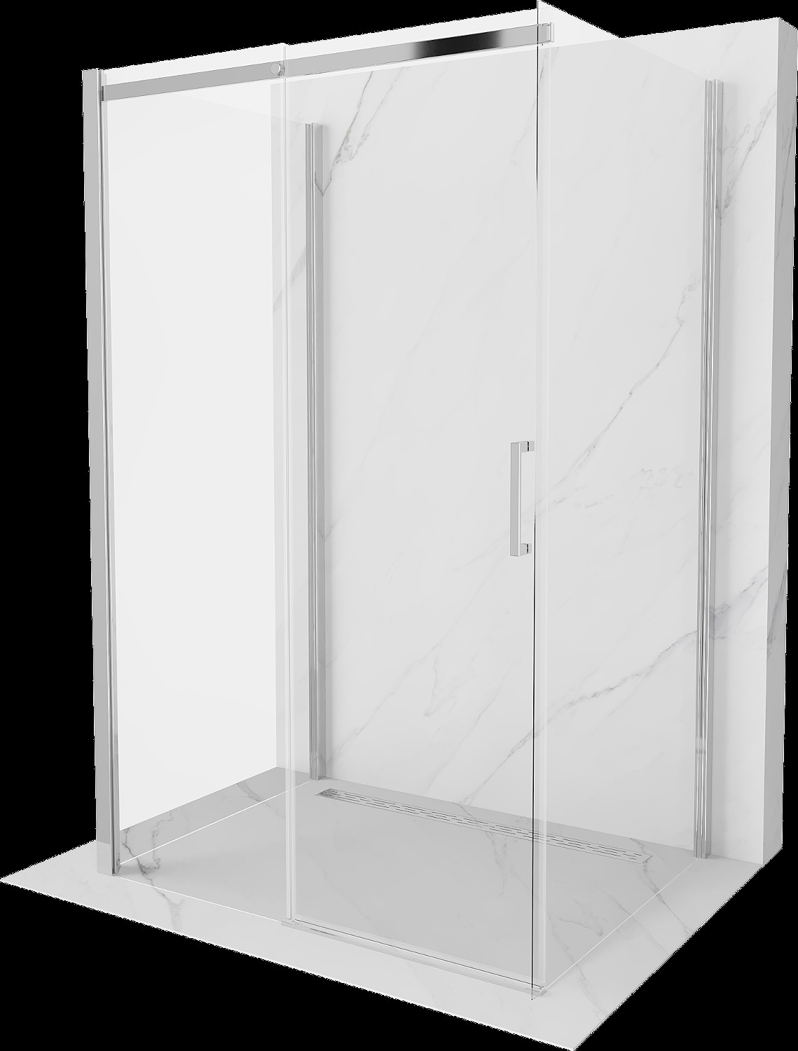 Mexen Omega trojstenný sprchový kút, posuvný 130 x 80 cm, transparentný, chróm - 825-130-080-01-00-3S