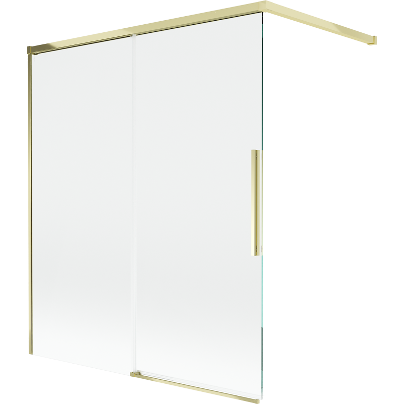 Mexen Rox sprchový záves 2-krídlový posúvný 140 x 150 cm, transparentný, zlatý - 8C9-140-003-50-00