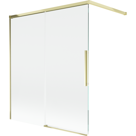 Mexen Rox sprchový záves 2-krídlový posúvný 140 x 150 cm, transparentný, zlatý - 8C9-140-003-50-00