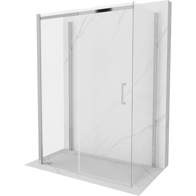 Mexen Omega-3S trojstranný sprchový kút, posuvný 140 x 80 cm, transparentný, chróm - 825-140-080-01-00-3S
