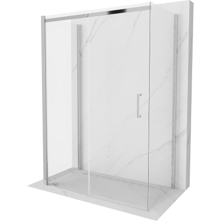 Mexen Omega-3S trojstranný sprchový kút, posuvný 140 x 80 cm, transparentný, chróm - 825-140-080-01-00-3S