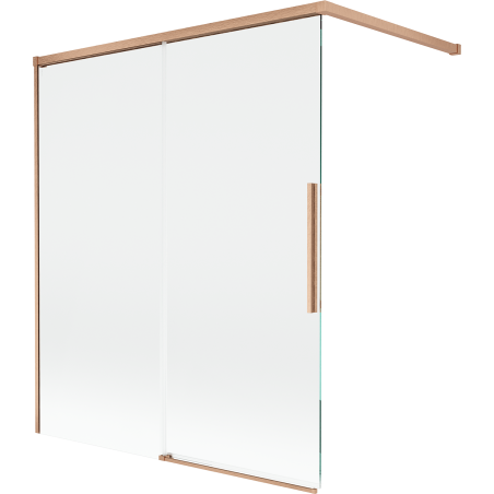 Mexen Rox dvojkrídlový posuvný vaňový paraván 140 x 150 cm, priehľadný, brúsená meď - 8C9-140-003-65-00