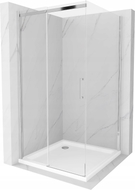 Mexen Omega posuvná sprchová kabína 100 x 100 cm, transparentná, chróm + sprchová vanička Flat - 825-100-100-01-00-4010
