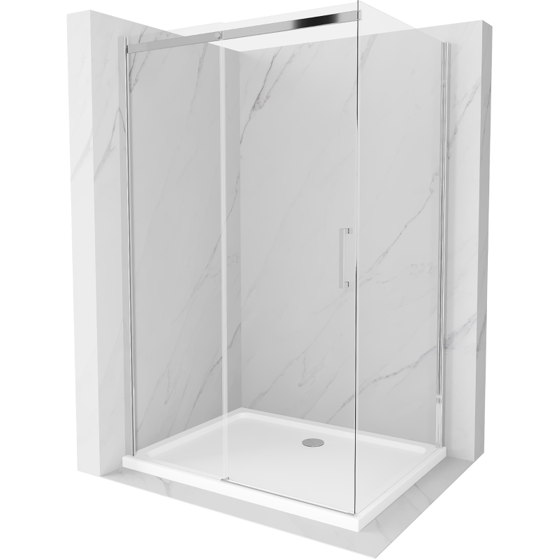 Mexen Omega sprchová kabína, posuvné dvere 100 x 70 cm, transparentnéné, chrómová + závesný bidet Flat - 825-100-070-01-00-4010