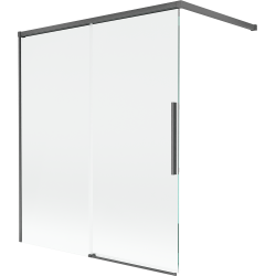 Mexen Rox sprchový paraván 2-krídlový posuvný 140 x 150 cm, transparentný, kartáčovaná gun gray - 8C9-140-003-66-00