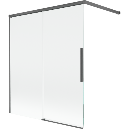 Mexen Rox rohová zástena dvojkrídlová posuvná 140 x 150 cm, transparentná, pušková šedá kartáčovaná - 8C9-140-003-66-00
