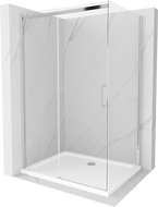 Mexen Omega posuvná sprchová kabína 100 x 80 cm, transparentná, chróm + vanička Flat - 825-100-080-01-00-4010