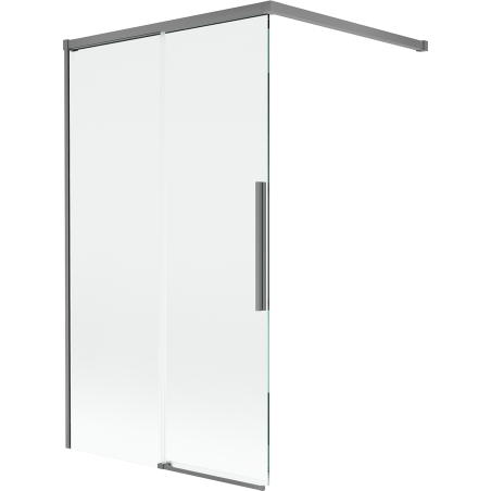 Mexen Rox sprchovací paraván 2-krídlový zasúvací 100 x 150 cm, priehľadný, gun metal - 8C9-100-003-95-00