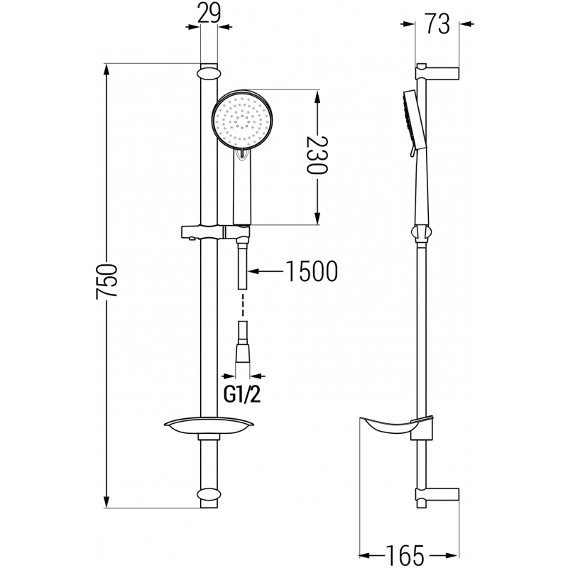 Mexen DB75 súprava sprchového posuvného setu, chróm - 785754584-00