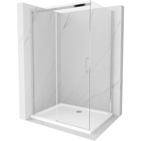 Mexen Omega sprchový kút posuvný 120 x 90 cm, transparentný, chróm + vanička Flat - 825-120-090-01-00-4010