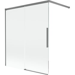 Mexen Rox paraván na vaňu 2-krídlový rozťahovací 140 x 150 cm, priehľadný, gun metal - 8C9-140-003-95-00