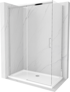 Mexen Omega sprchovací kút posuvný 130 x 70 cm, priehľadný, chróm + vanička Flat - 825-130-070-01-00-4010