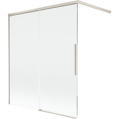 Mexen Rox dvojkrídlový vaňový paraván, rozťahovací 140 x 150 cm, transparentný, brúsený nikel - 8C9-140-003-97-00