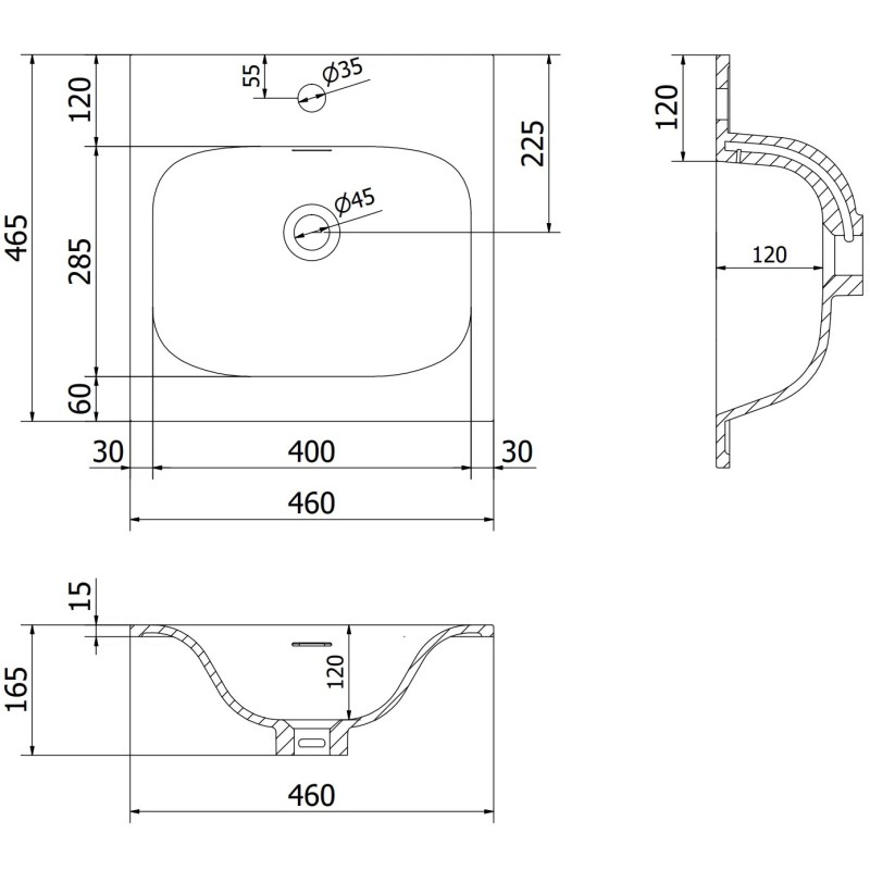 Mexen Orio kúpeľňová skrinka 45 cm s umývadlom Vela, 1 zásuvka, sivá matná/biela matná - 91A10-04547-1-BF62-W23M01