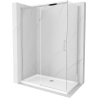 Mexen Omega sprchový kút posuvný 140 x 80 cm, transparentný, chróm + vanička Flat - 825-140-080-01-00-4010