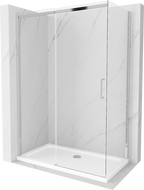 Mexen Omega posuvný sprchovací kút 140 x 80 cm, priehľadný, chróm + vanička Flat - 825-140-080-01-00-4010