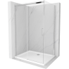 Mexen Omega sprchovací kút posuvný 140 x 100 cm, transparentný, chróm + sprchová vanička Flat - 825-140-100-01-00-4010