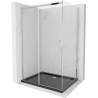 Mexen Omega posuvná sprchová kabína 100 x 80 cm, transparentná, chróm + vanička Flat, čierna - 825-100-080-01-00-4070