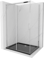 Mexen Omega posuvná sprchová kabína 100 x 90 cm, transparentná, chróm + vanička Flat, čierna - 825-100-090-01-00-4070