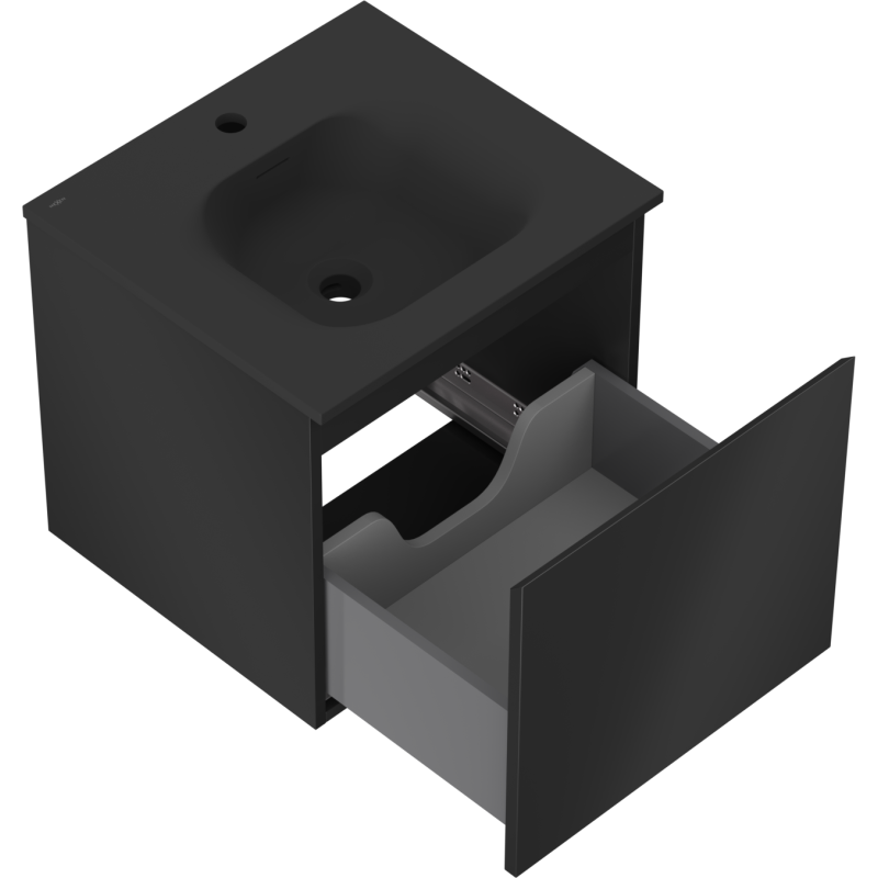 Mexen Orio kúpeľňová skrinka 50 cm s umývadlom Vela, 1 zásuvka, čierna matná - 91A10-05047-1-BF71-W23M71
