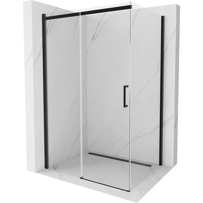 Mexen Omega sprchová kabína posuvná 100 x 70 cm, transparentná, čierna - 825-100-070-70-00