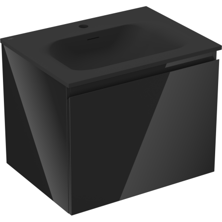 Mexen Orio kúpeľňová skrinka 60 cm s umývadlom Vela, 1 zásuvka, čierny lesk/čierna matná - 91A10-06047-1-BF70-W23M71