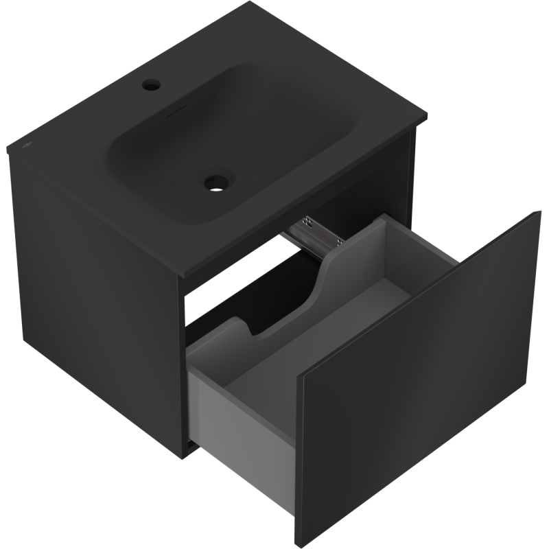 Mexen Orio kúpeľňová skrinka 60 cm s umývadlom Vela, 1 zásuvka, čierna matná - 91A10-06047-1-BF71-W23M71