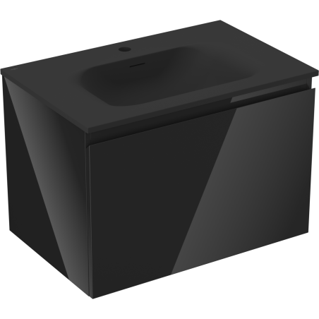 Mexen Orio kúpeľňová skrinka 70 cm s umývadlom Vela, 1 zásuvka, čierny lesk/čierny mat - 91A10-07047-1-BF70-W23M71