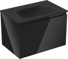 Mexen Orio kúpeľňová skrinka 70 cm s umývadlom Vela, 1 zásuvka, čierny lesk/čierny mat - 91A10-07047-1-BF70-W23M71