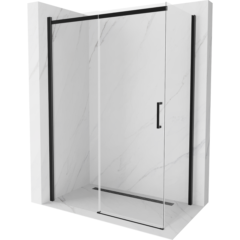 Mexen Omega posuvná sprchová kabína 130 x 70 cm, priehľadná, čierna - 825-130-070-70-00