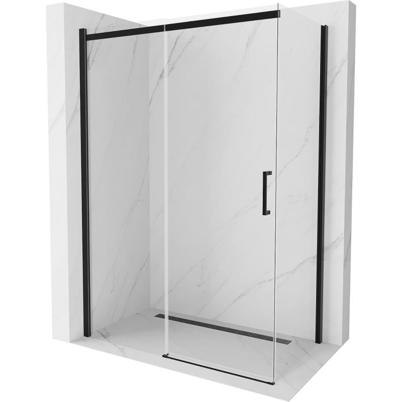 Mexen Omega sprchová kabína posuvná 130 x 70 cm, priehľadná, čierna - 825-130-070-70-00