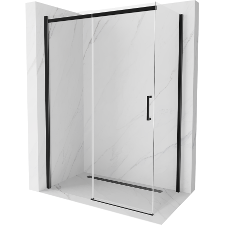 Mexen Omega sprchová kabína posuvná 130 x 70 cm, priehľadná, čierna - 825-130-070-70-00