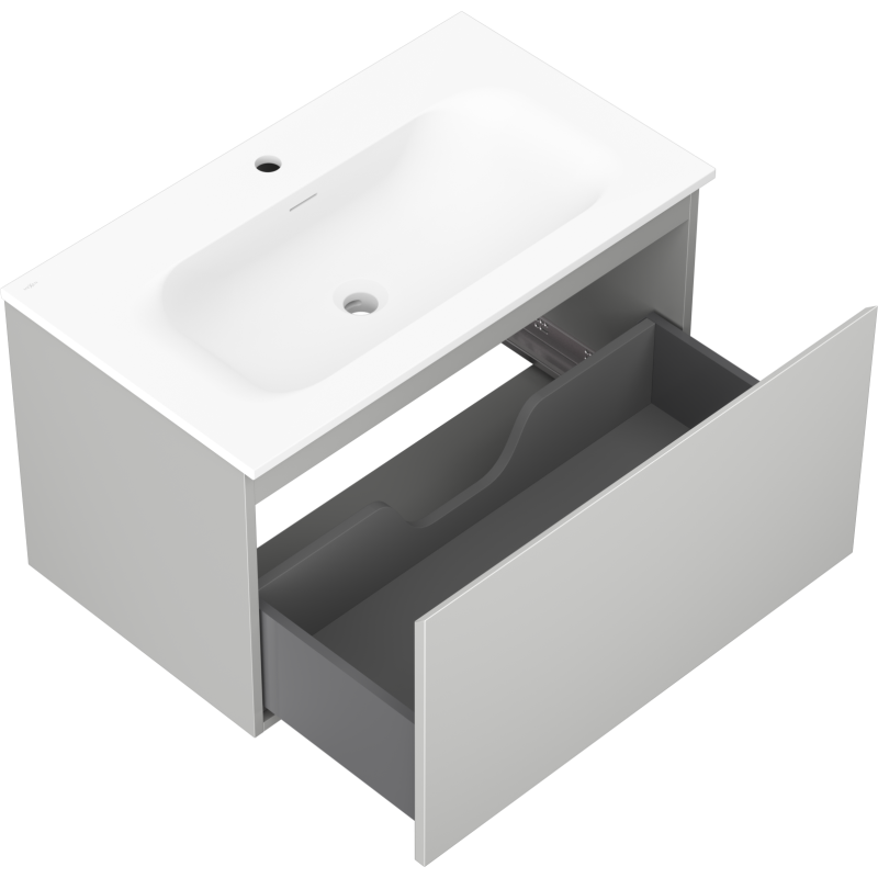 Mexen Orio kúpeľňová skrinka 80 cm s umývadlom Vela, 1 zásuvka, sivá matná/biela matná - 91A10-08047-1-BF62-W23M01