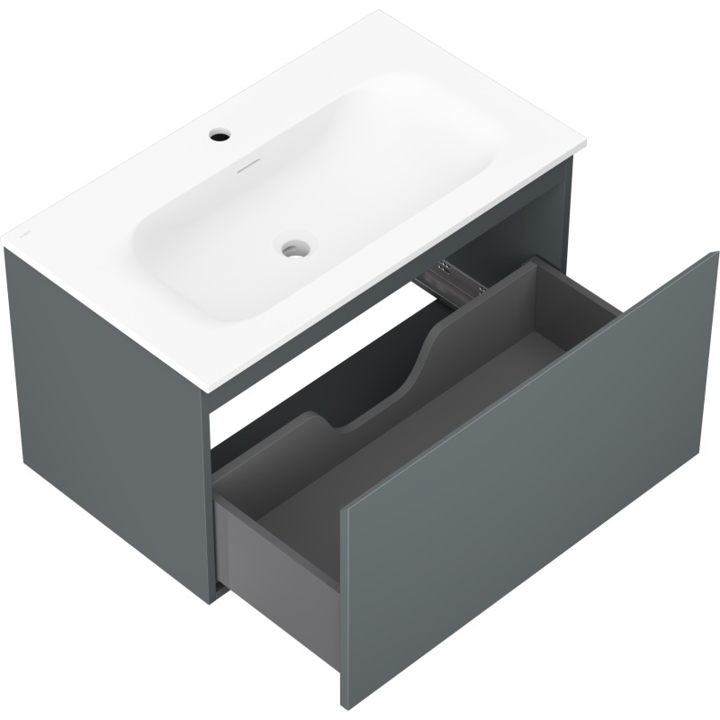 Mexen Orio kúpeľňová skrinka 80 cm s umývadlom Vela, 1 zásuvka, grafit mat/biela mat - 91A10-08047-1-BF66-W23M01