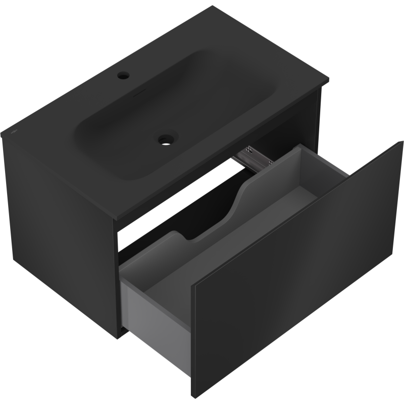 Mexen Orio kúpeľňová skrinka 80 cm s umývadlom Vela, 1 zásuvka, čierna matná - 91A10-08047-1-BF71-W23M71