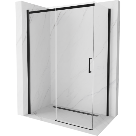 Mexen Omega sprchová kabína, posuvné dvere 140 x 80 cm, transparentnéné, čierna - 825-140-080-70-00