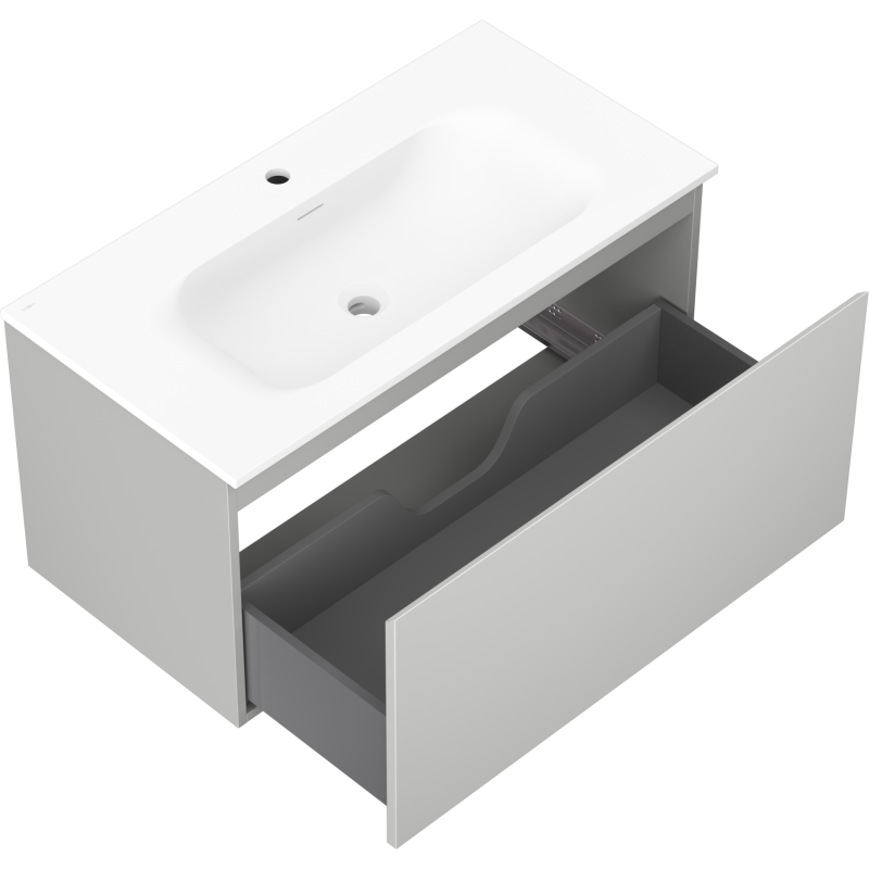 Mexen Orio kúpeľňová skrinka 90 cm s umývadlom Vela, 1 zásuvka, sivá matná/biela matná - 91A10-09047-1-BF62-W23M01