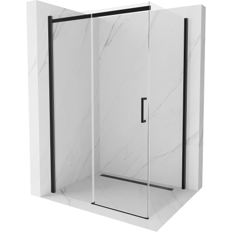 Mexen Omega rolovacia sprchová kabína 150 x 100 cm, transparentná, čierna - 825-150-100-70-00