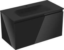 Mexen Orio kúpeľňová skrinka 90 cm s umývadlom Vela, 1 zásuvka, čierny lesk/čierny mat - 91A10-09047-1-BF70-W23M71